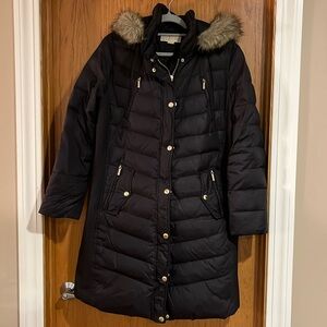 Black MK longline puffer jacket